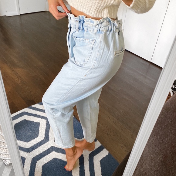 🐚 ZARA LIGHT DISTRESSED WASHED BAGGY JEANS! - Picture 4 of 16